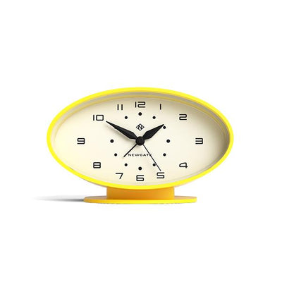 Retro Ronnie alarm clock by Newgate World with a yellow case and Arabic dial